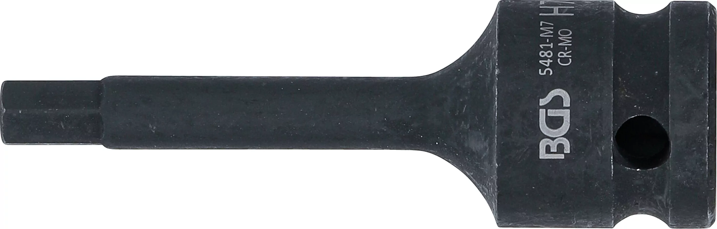 Kraft-Bit-Einsatz | Länge 75 mm | Antrieb Innenvierkant 12,5 mm (1/2") | Innensechskant 7 mm