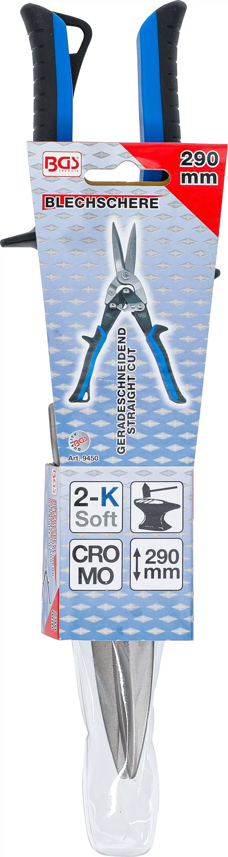 Blechschere | gerade schneidend | extra lange Schneiden | 290 mm