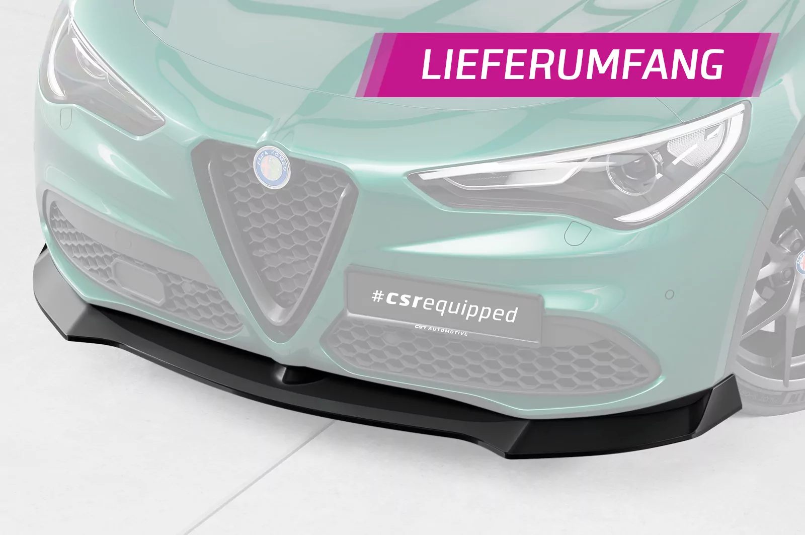 Cup-Spoilerlippe mit ABE für Alfa Romeo Stelvio CSL886 Schwarz Strukturiert