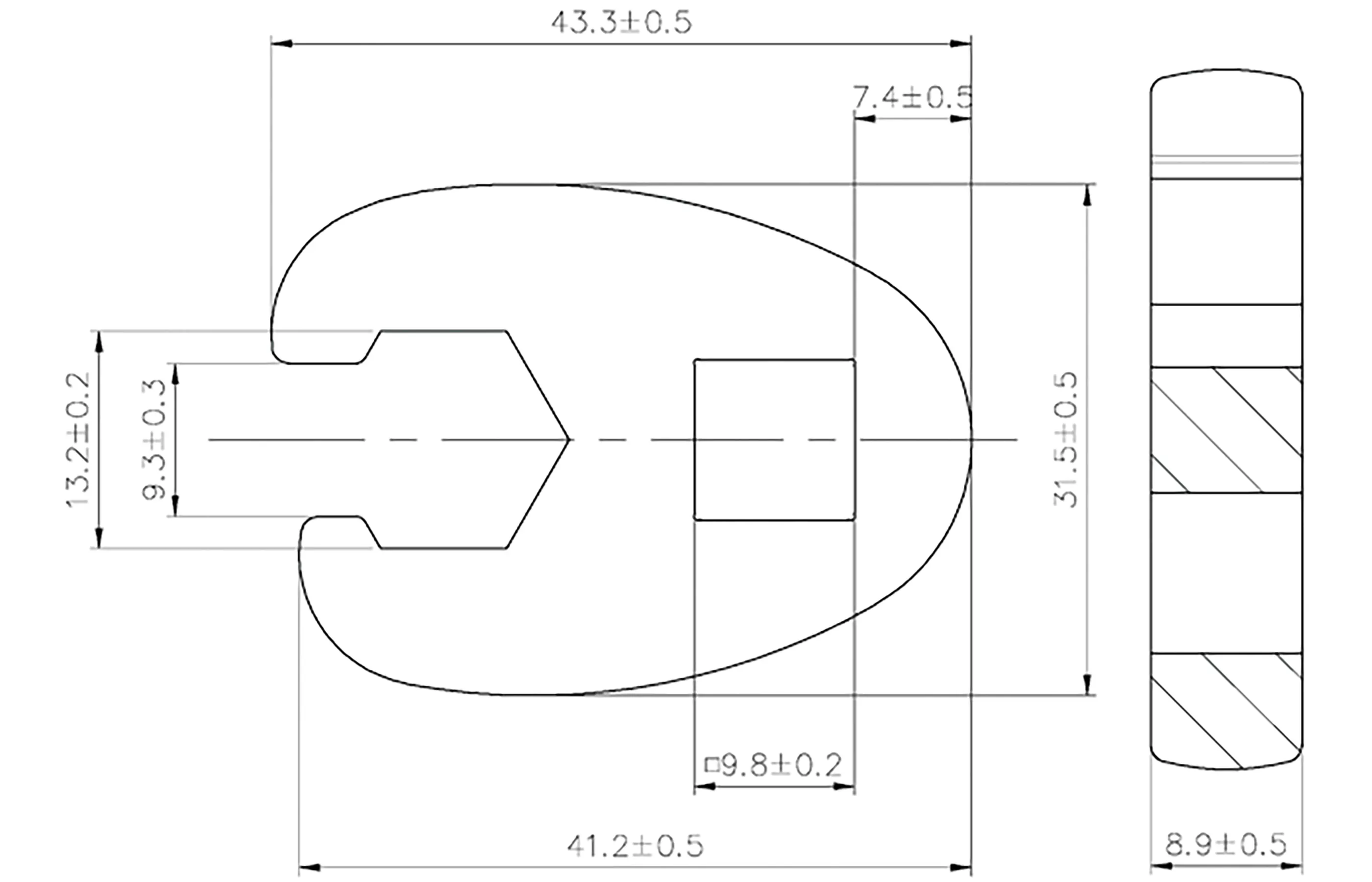 Hahnenfußschlüssel | Antrieb Innenvierkant 10 mm (3/8") | SW 13 mm