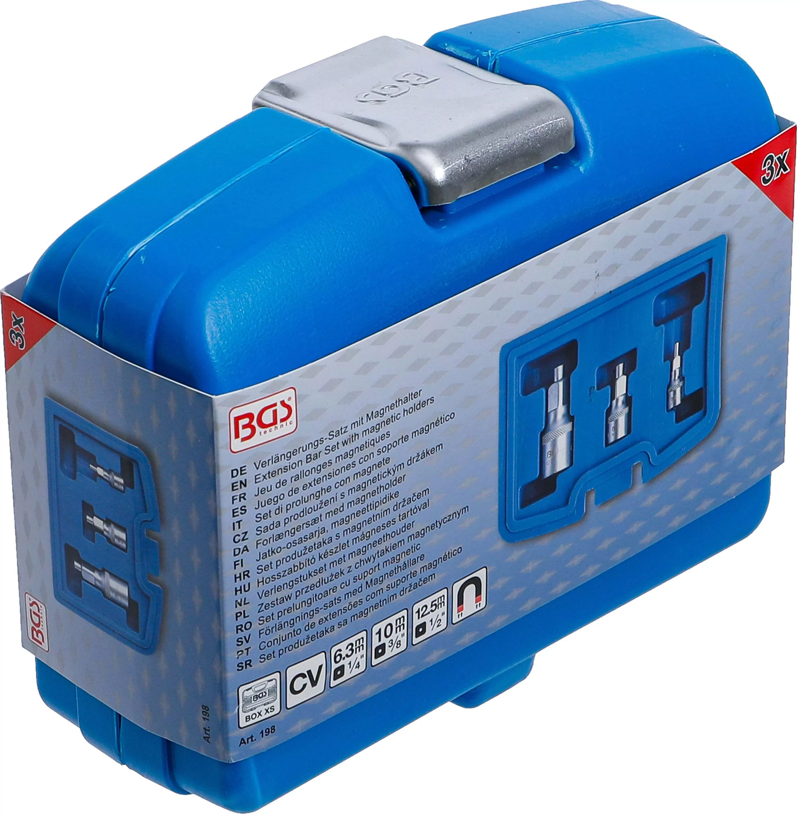 Verlängerungs-Satz mit Magnethalter | 6,3 mm (1/4") / 10 mm (3/8") / 12,5 mm (1/2") | 3-tlg.