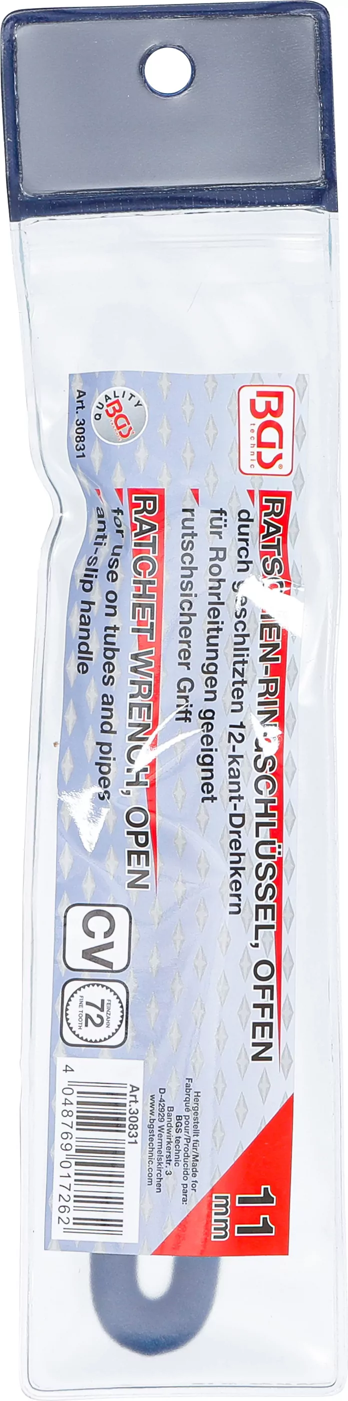 Ratschen-Ringschlüssel, offen | SW 11 mm