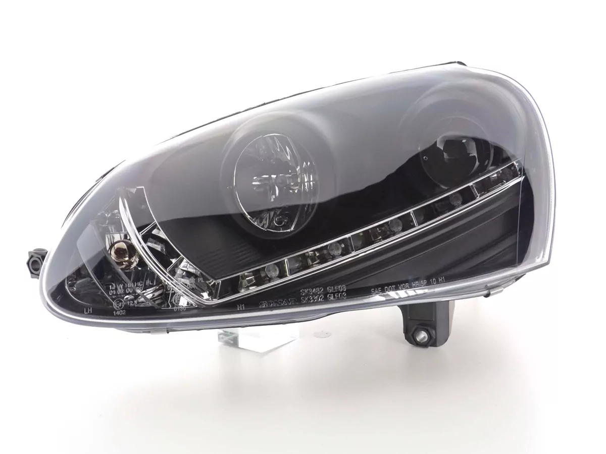 Scheinwerfer Set Daylight LED TFL-Optik VW Golf 5 Typ 1K Bj. 03-08 schwarz