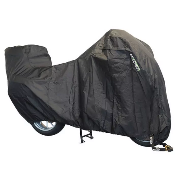 Motorrad-topcase-abdeckplane "alfa", Schwarz, L, Maße: L 229 X B 99 X H Vorne 135 X H Hinten 125cm