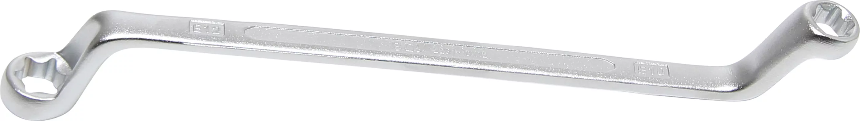 Doppel-Ringschlüssel mit E-Profil-Ringköpfen | gekröpft | SW E10 x E12