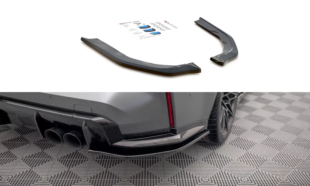 Heck Ansatz Flaps Diffusor V.2 Für BMW M3 Limousine / Touring G80 / G81 Schwarz Hochglanz