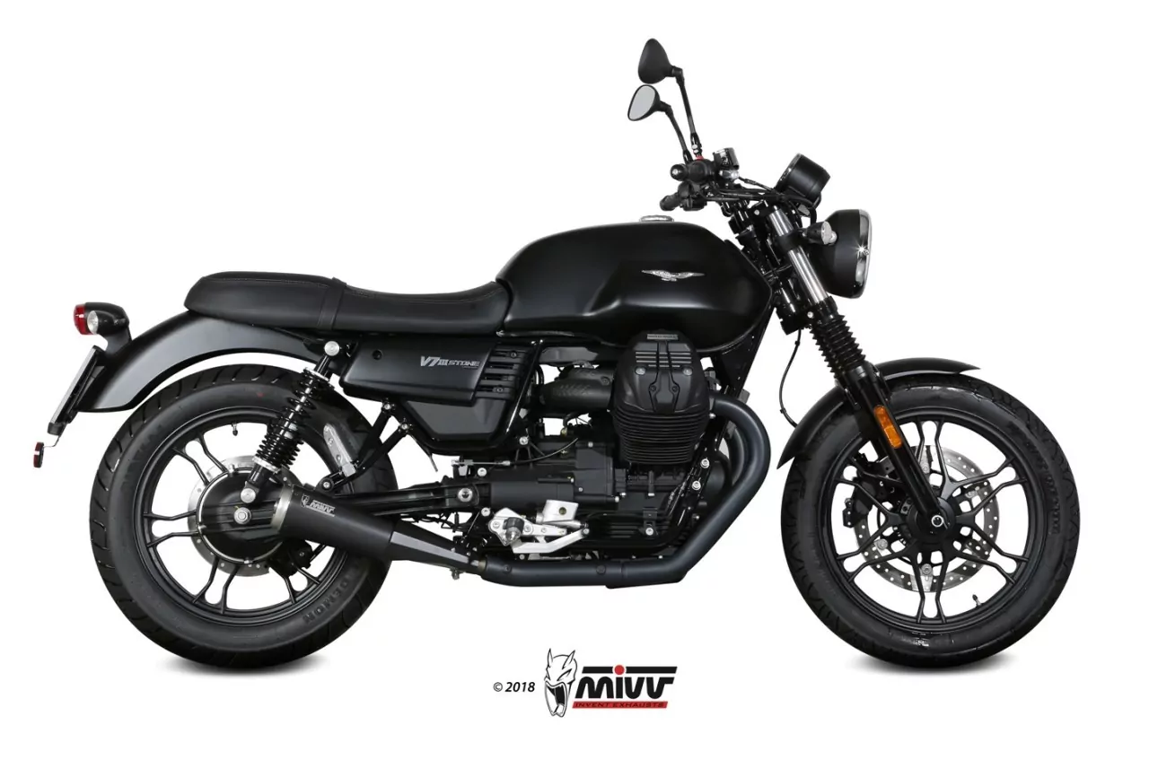 MIVV Ghibli Black Steel Inkl. Kat Moto Guzzi 850 V9 Bobber - Roamer ´16