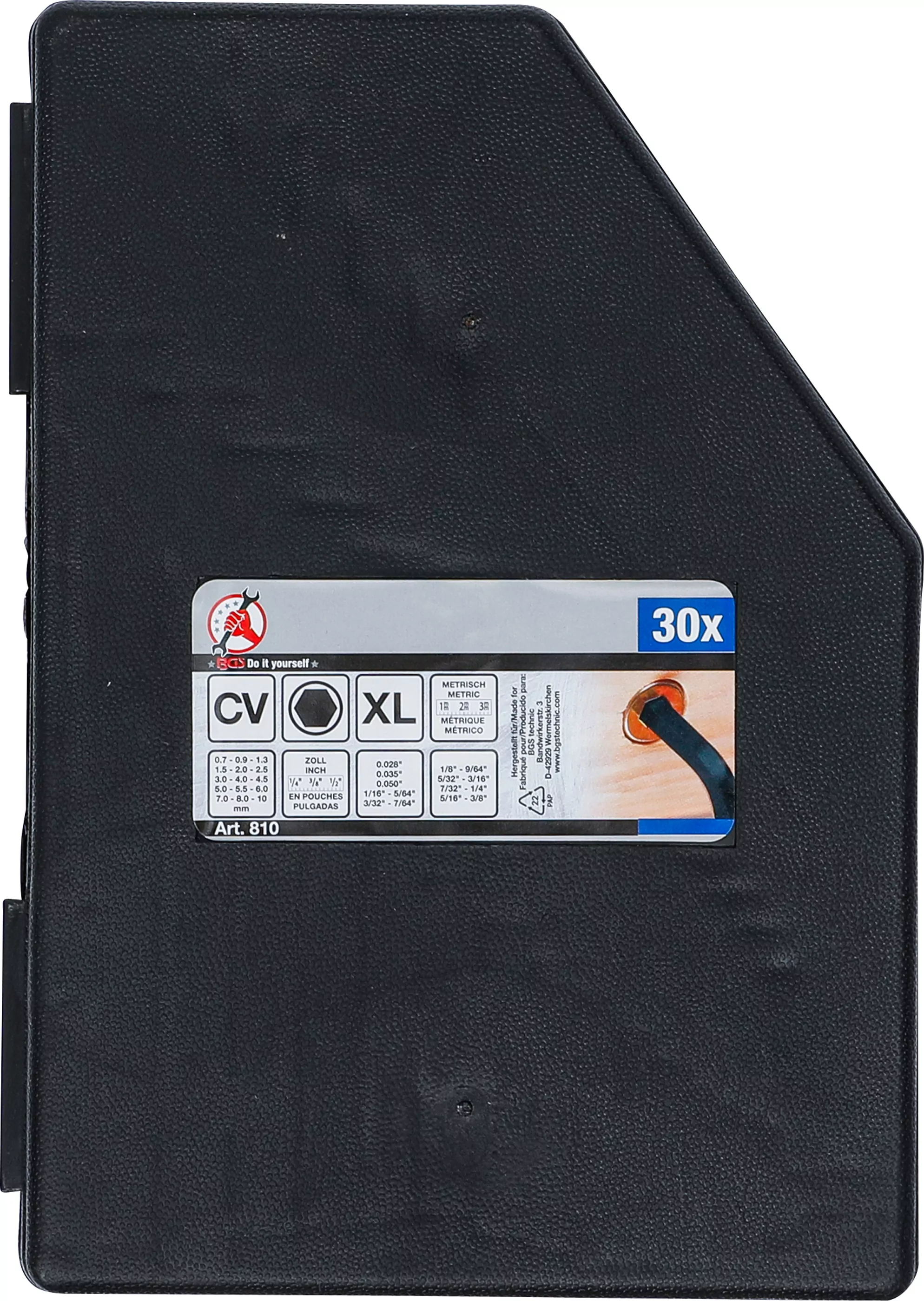 Winkelschlüssel-Satz | Zollmaße/metrisch | Innensechskant | 30-tlg.