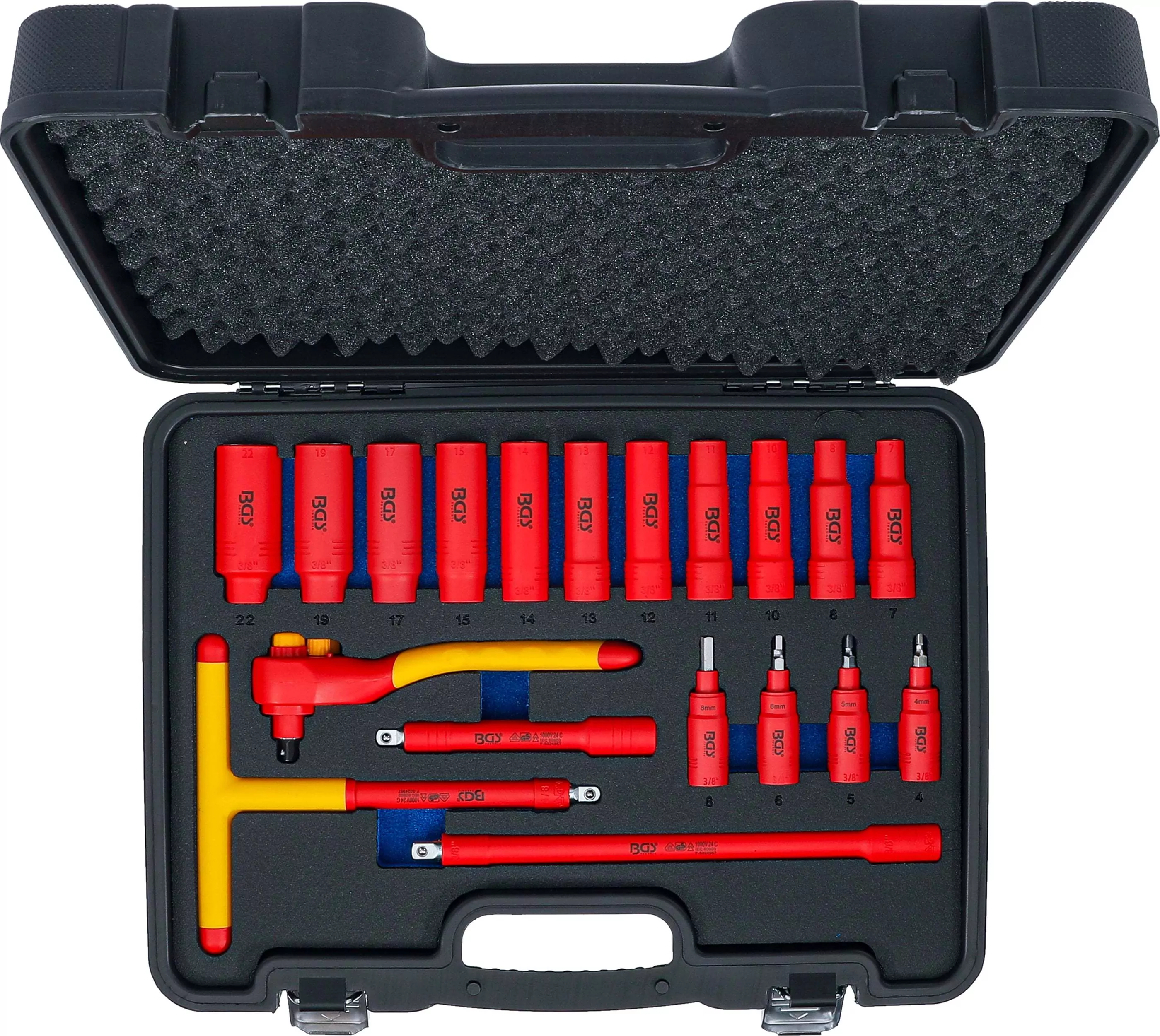 VDE-Steckschlüssel- und Bit-Einsatz-Satz | Antrieb Innenvierkant 10 mm (3/8") | 19-tlg.