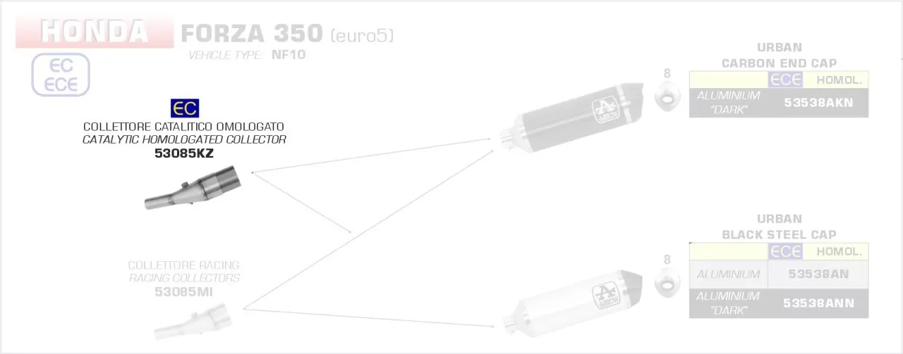 53085KZ-Arrow Verbindungsrohr Mit Kat HONDA FORZA 350 21-23