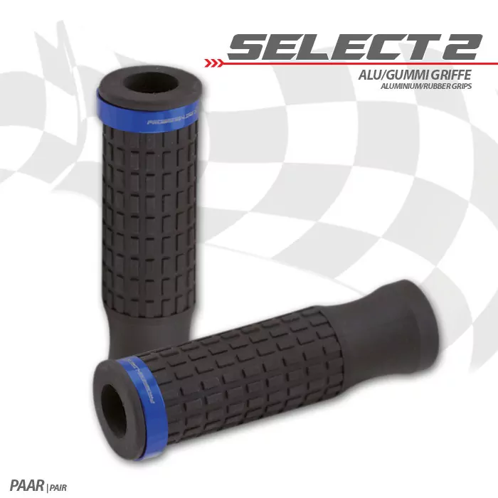 Griffgummiset "Select2" | 7/8"-22mm | schwarz Zierring blau | Länge: 120 mm | offen