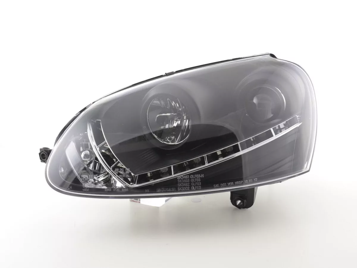 Scheinwerfer Set Daylight LED Tagfahrlicht VW Golf 5 Typ 1K Bj. 03-08 schwarz für Rechtslenker