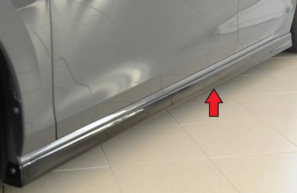 Rieger Seitenschweller links  (XS) glanz schwarz für VW Golf 8 GTI 5-tür. 08.20-03.24 (bis Facelift)