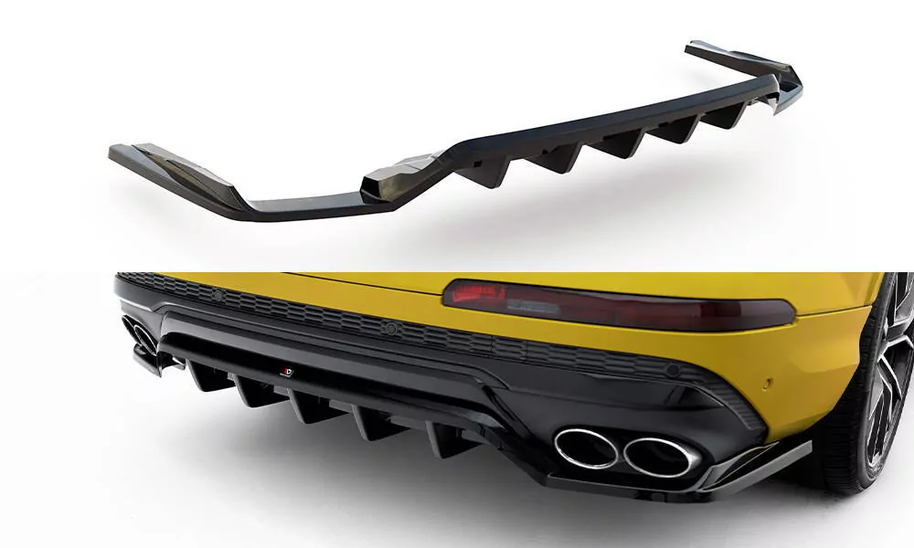 Hinten Splitter (mit Einem Vertikalem Balken) Audi SQ7 Mk2 (4M) Facelift  Schwarz Hochglanz