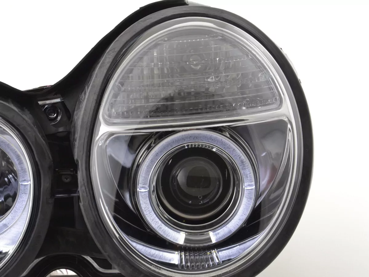 Scheinwerfer Set Angel Eyes Mercedes E-Klasse Typ W210 Bj. 99-01 chrom für Rechtslenker