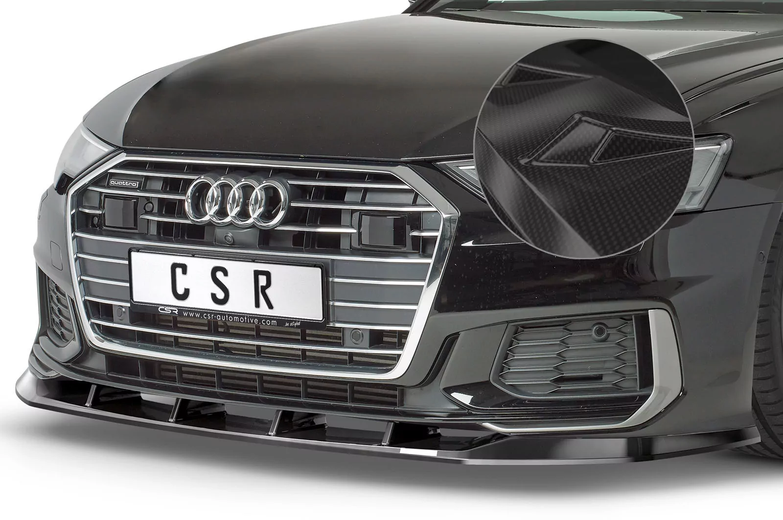 Cup-Spoilerlippe mit ABE für Audi A6 C8 4K S-Line / S6 C8 4K CSL413-C Carbon Look Hochglanz