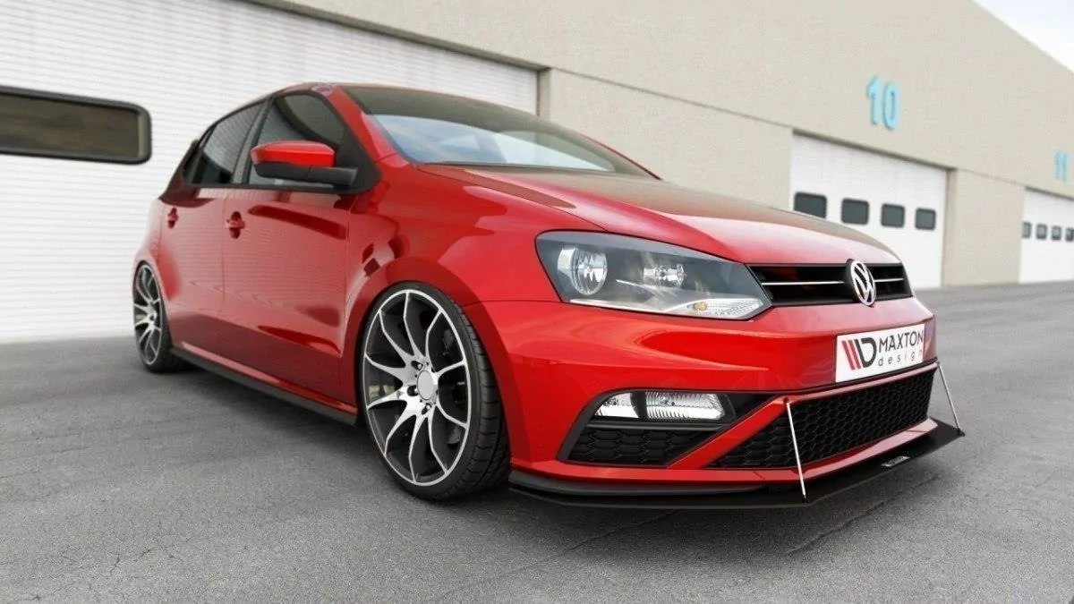 LAME DU PARE-CHOCS AVANT / SPLITTER VW POLO V GTI Se Monte Sur: VW Polo Mk5 GTI 2015 -   Vente Concerne:LAME DU PARE-CHOCS AVEC Koppelstangen Kit De Montage (colle, Visserie) Notice De MontageLa Lame Est Noi
