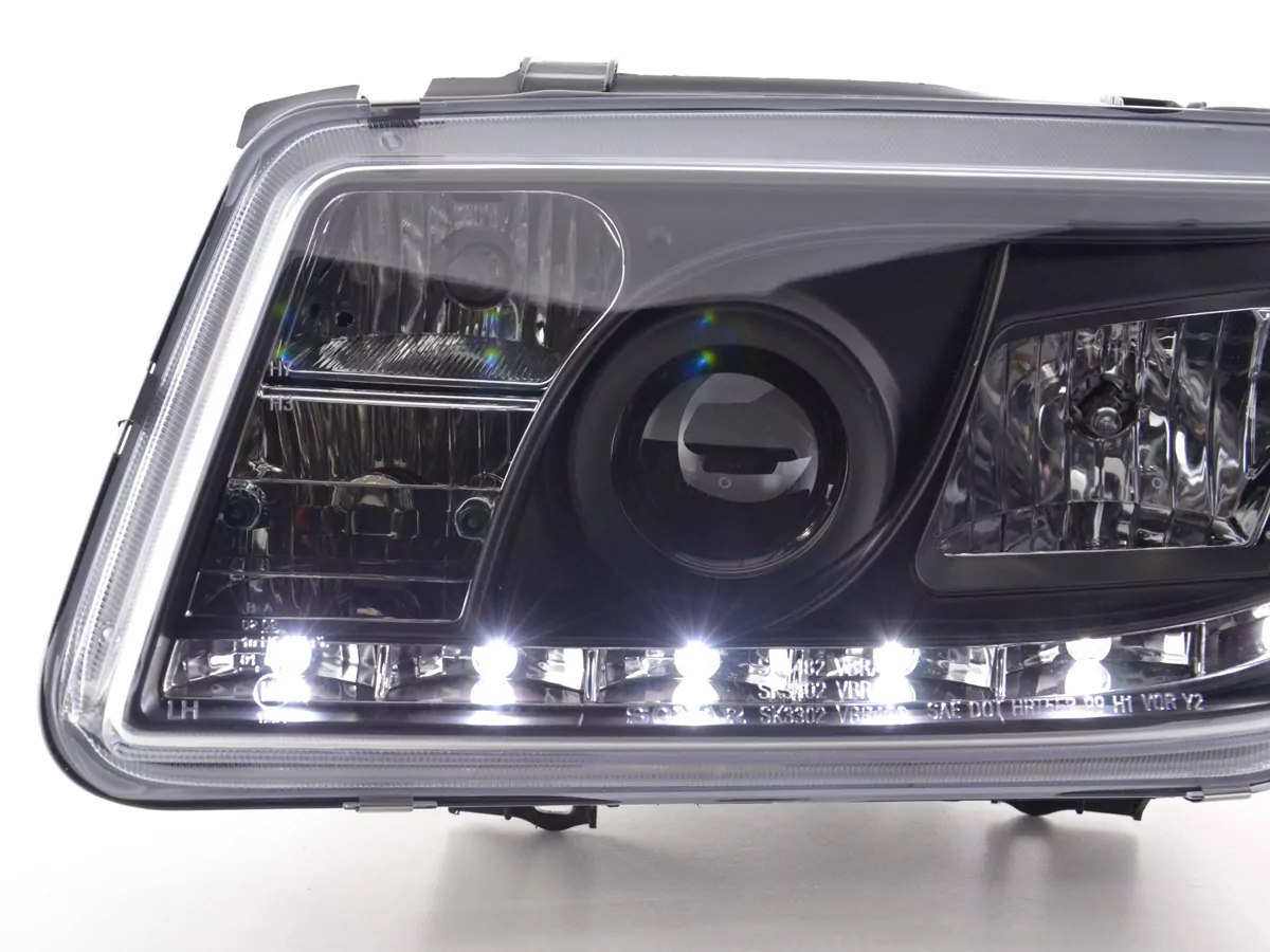 Scheinwerfer Set Daylight LED TFL-Optik VW Bora Typ 1J Bj. 99-04 schwarz