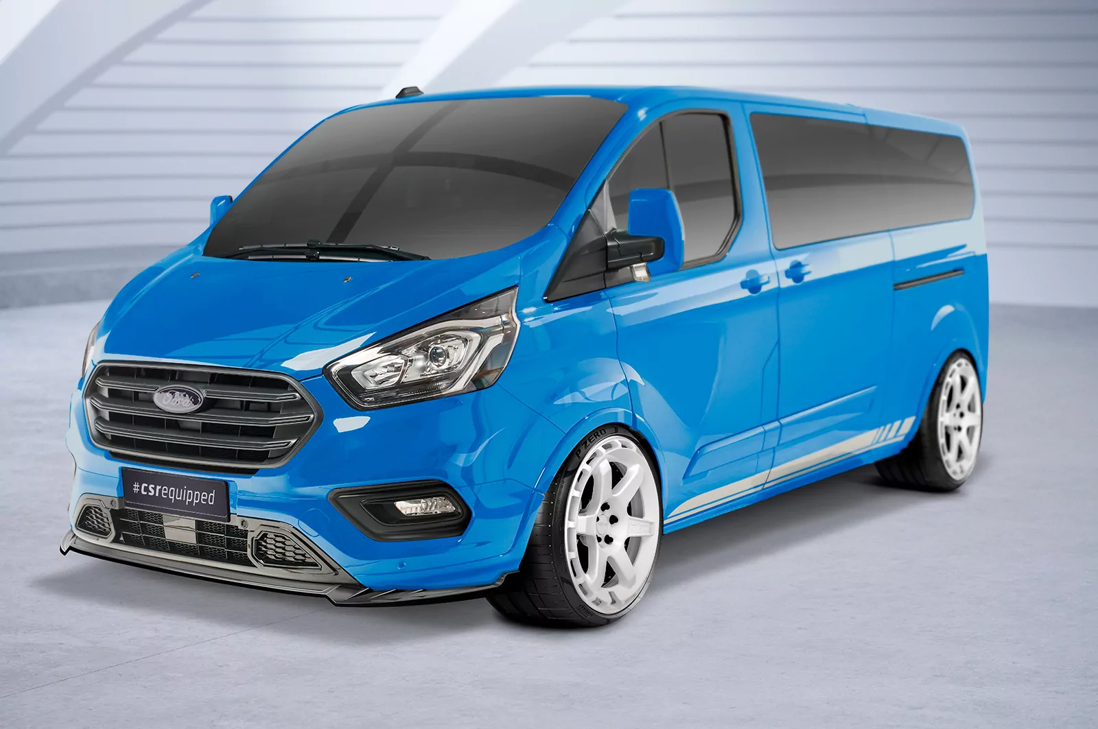 Cup-Spoilerlippe mit ABE für Ford Tourneo Custom CSL718 Schwarz Strukturiert