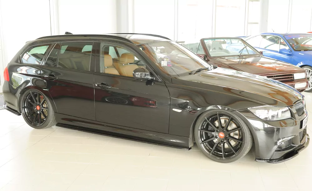 Rieger Seitenschweller rechts ansatz glanz schwarz für BMW 3er E91 Touring 09.08- (ab Facelift) LCI