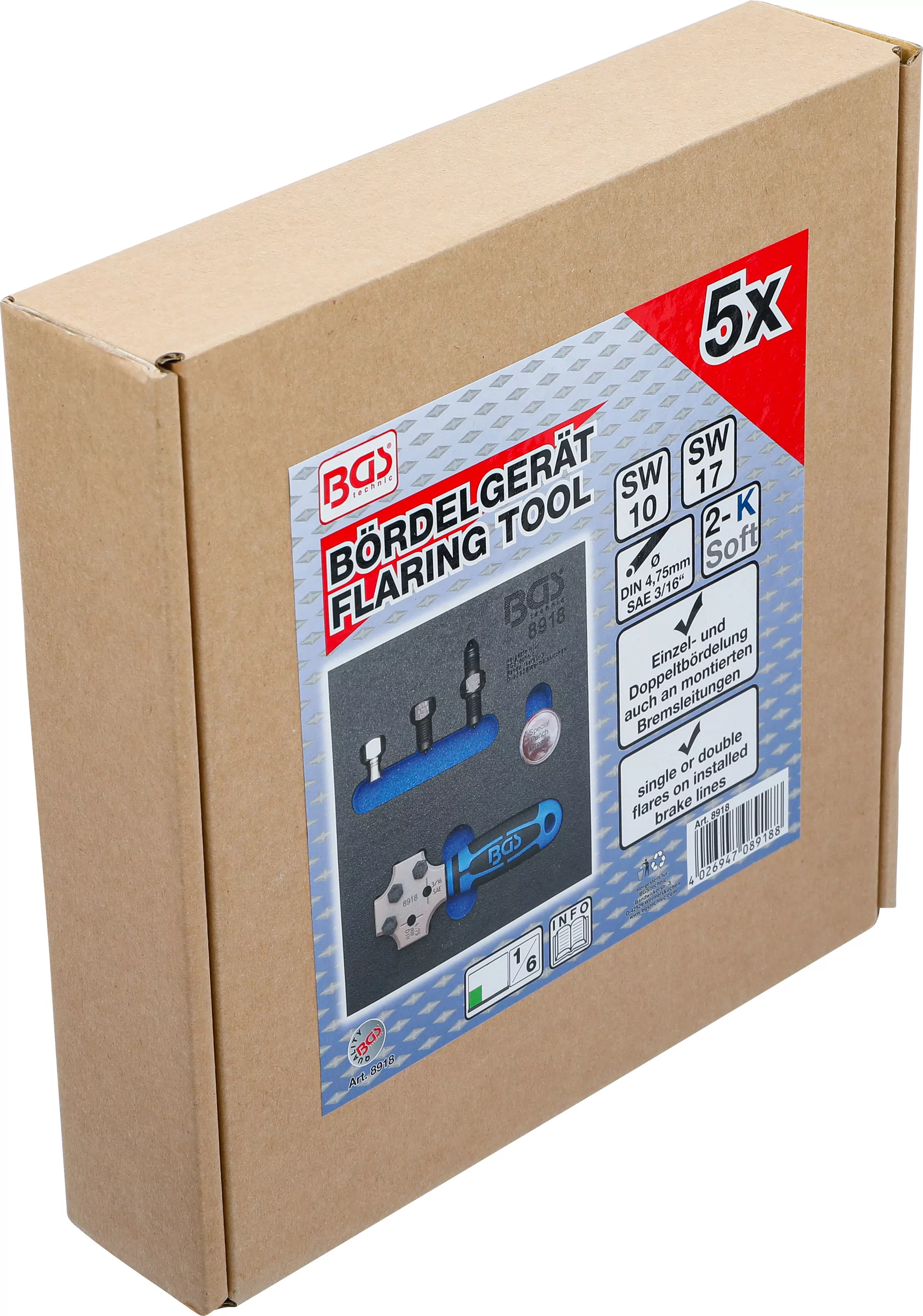 Werkstattwageneinlage 1/6: Bördelgerät | SAE und DIN 4,75 mm (3/16")