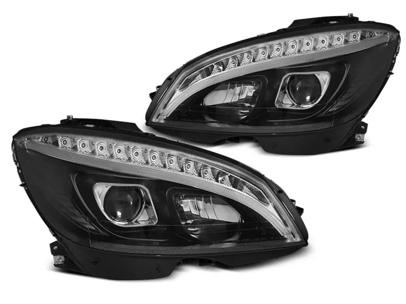HEADLIGHTS TUBE LIGHT BLACK SEQ fits MERCEDES W204 07-10  