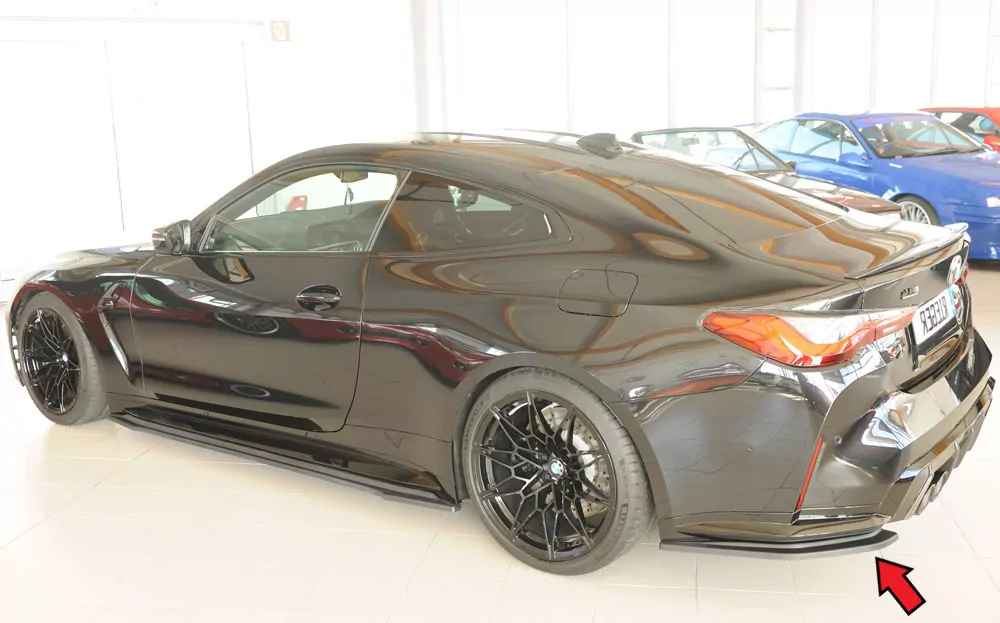 Rieger Heckschürzenansatz seitlich links matt schwarz für BMW 4er G83 M4 (G234M) Cabrio 06.21-