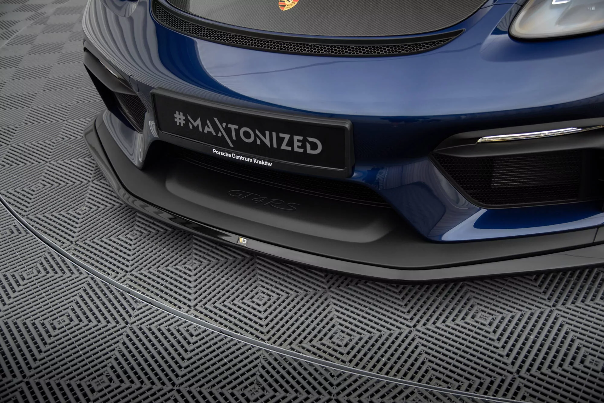 Front Ansatz Für Porsche 718 Cayman GT4 RS 982c Schwarz Hochglanz