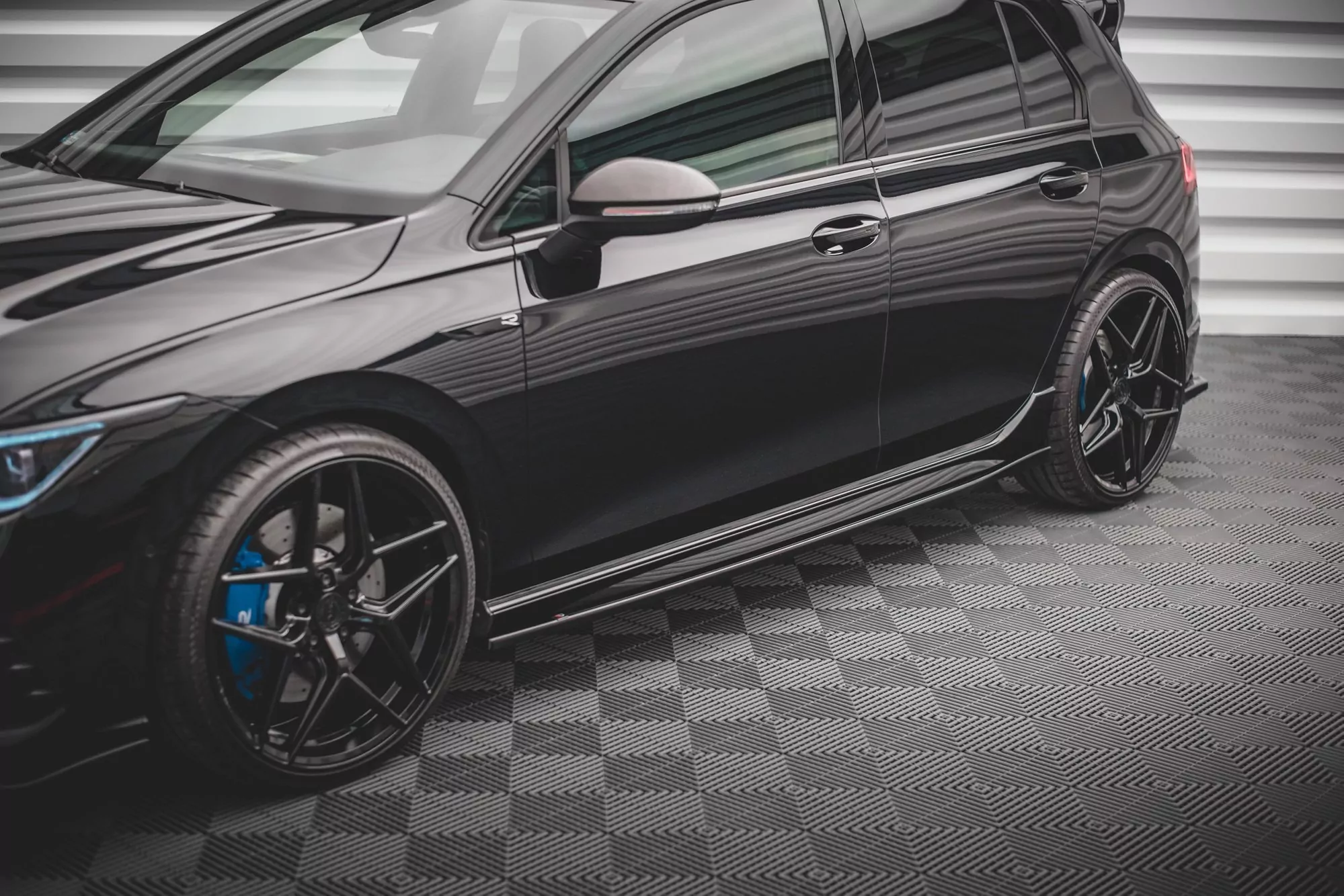 Seitenschweller Ansatz Für V.2 Für Volkswagen Golf R Mk8 Schwarz Hochglanz