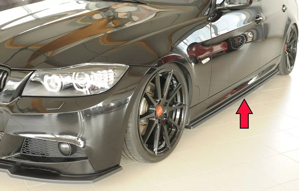 Rieger Seitenschweller links ansatz matt schwarz für BMW 3er E91 Touring 09.08- (ab Facelift) LCI