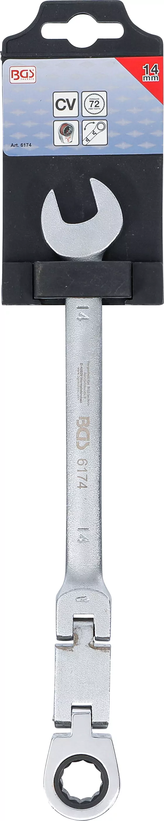 Doppelgelenk-Ratschenring-Maulschlüssel | abwinkelbar | SW 14 mm