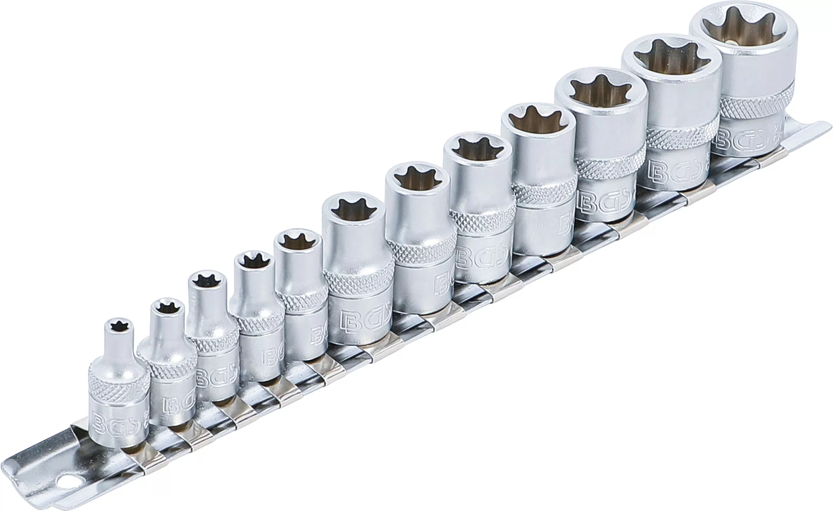 Steckschlüssel-Einsatz-Satz E-Profil | Antrieb Innenvierkant 6,3 mm (1/4") / 10 mm (3/8") | SW E4 - E20 | 12-tlg.