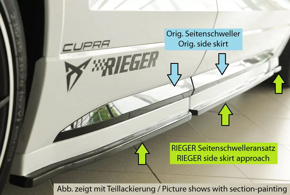 Rieger Seitenschweller links ansatz (3-tlg.) matt schwarz für Seat Ateca Cupra (5FP)  09.18-07.20 (bis Facelift)