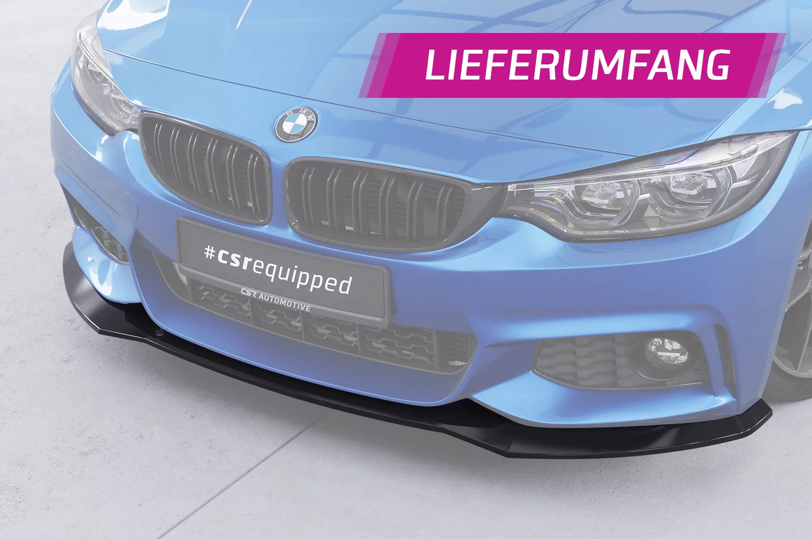 Cup-Spoilerlippe mit ABE für BMW 4er (F32/F33/F36) M-Paket CSL736 Schwarz Strukturiert