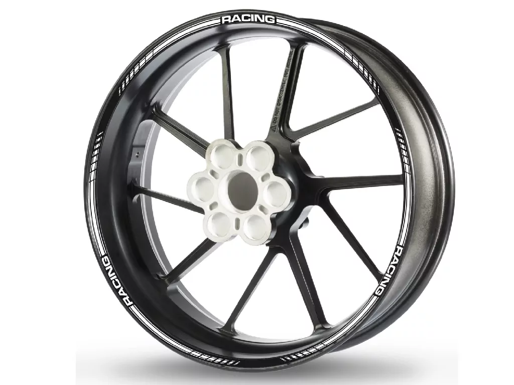 Felgenrandaufkleber RACING-2 weiß-schwarz