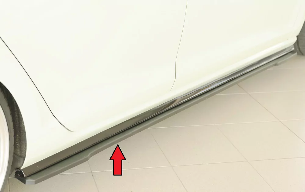 Rieger Seitenschweller rechts ansatz (ca. 19mm) matt schwarz für VW Golf 7 R-Line 5-tür. 02.17- (ab Facelift)