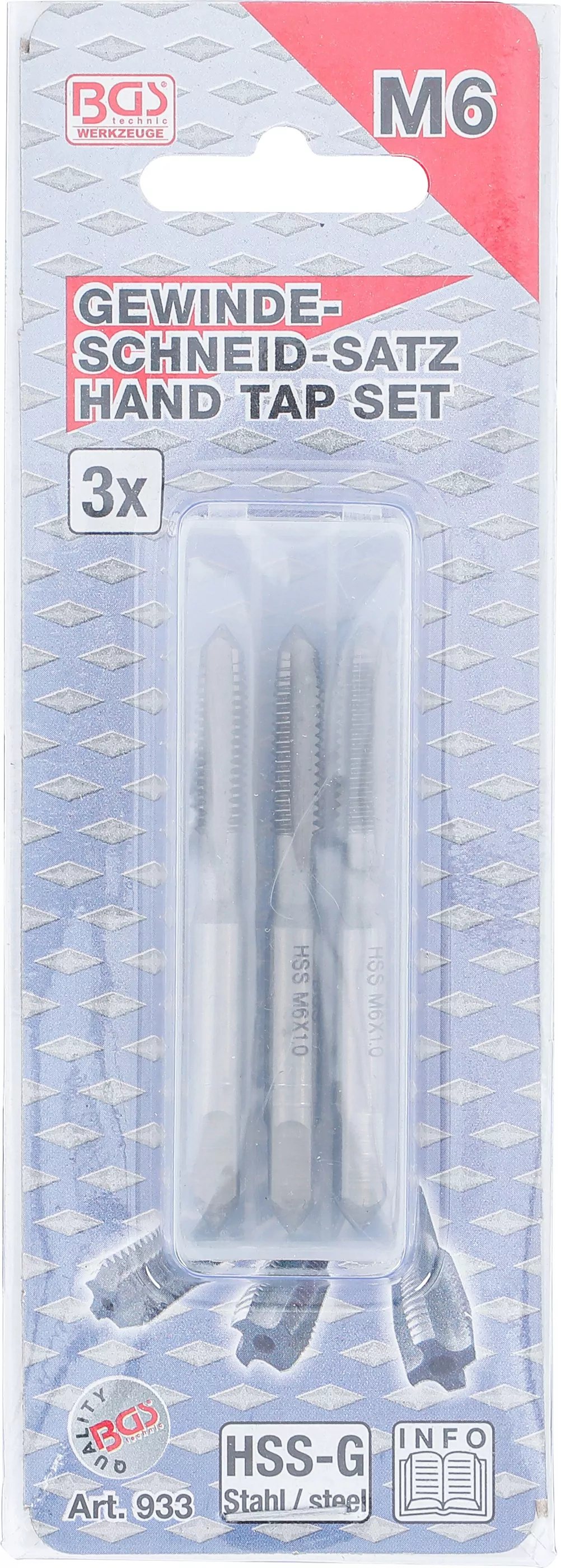 Gewindebohrer-Satz | Vor-, Mittel- und Fertigschneider | HSS-G | M6 x 1,0 mm | 3-tlg.