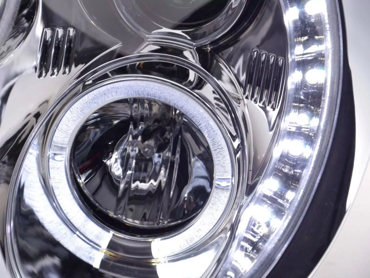 Scheinwerfer Set Daylight LED TFL-Optik Mini Cooper Typ R50 Bj. 01-06 chrom