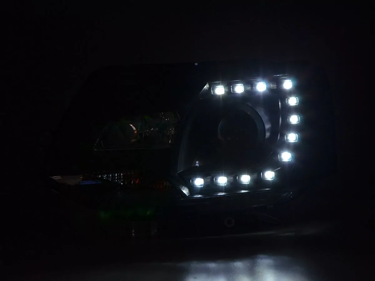 Scheinwerfer Set Daylight LED Tagfahrlicht VW Bus T5  ab 2009 schwarz