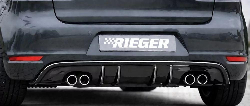 Rieger Heckeinsatz mit 2 Doppelfinnen glanz schwarz für VW Golf 6  10.08-