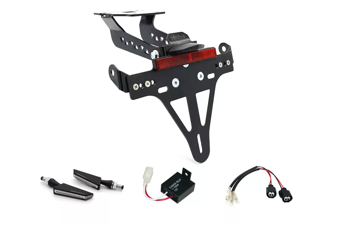 alpha Technik Kennzeichenhalter-Blinker-Kit BSQN für Kawasaki Z900 ab Modelljahr 2020- (Hinten)