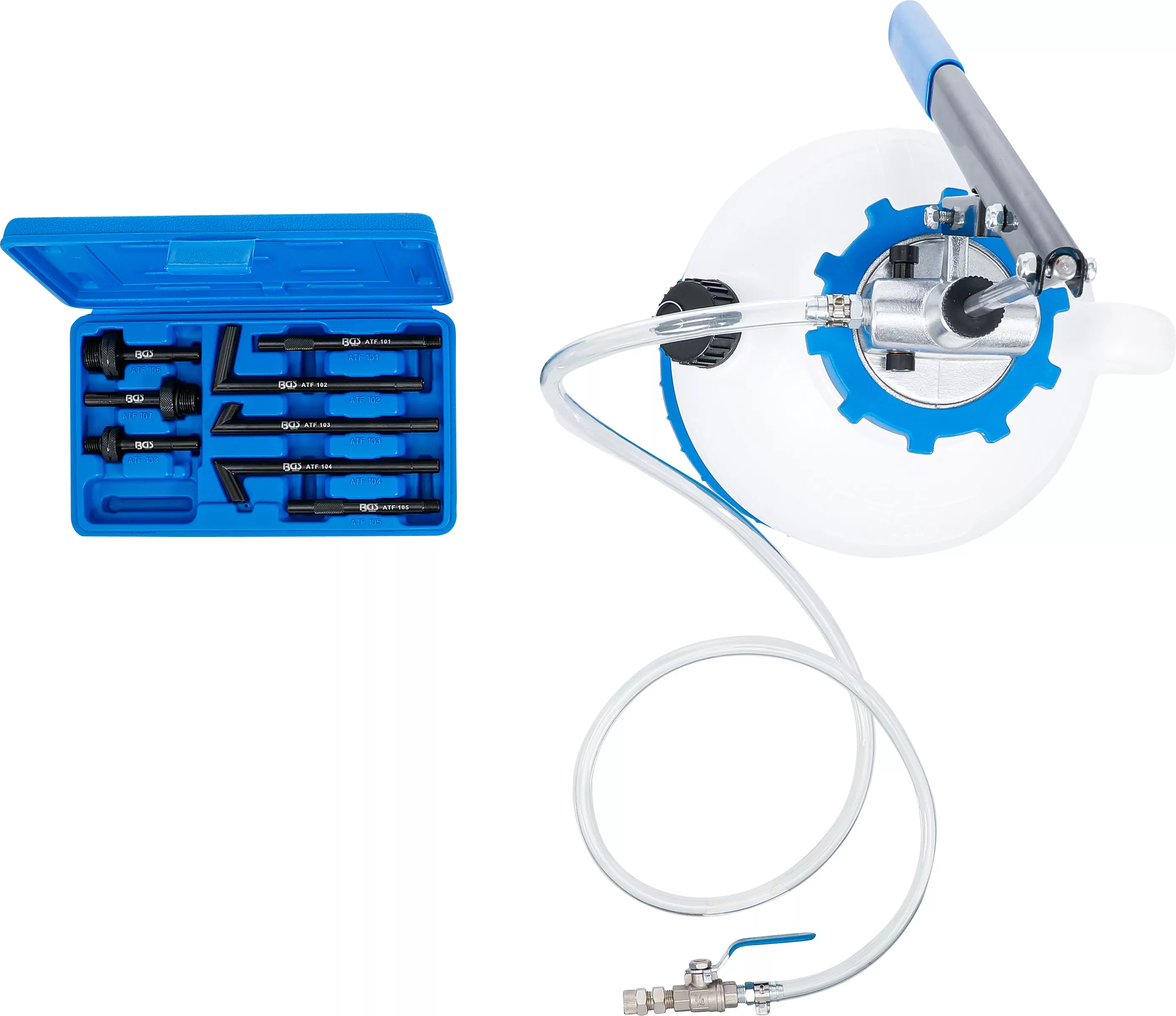 Getriebeöl-Befüllgerät mit Handpumpe | mit 8 Adaptern | 7 l