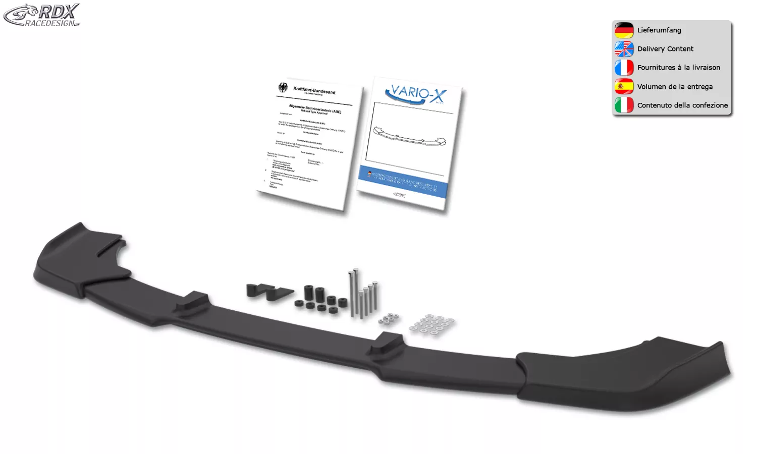 RDX Frontspoiler VARIO-X für MERCEDES SLK R171 AMG -2008 (Passend an AMG bzw. Fahrzeuge mit AMG Frontstoßstange) Frontlippe Front Ansatz Vorne Spoilerlippe