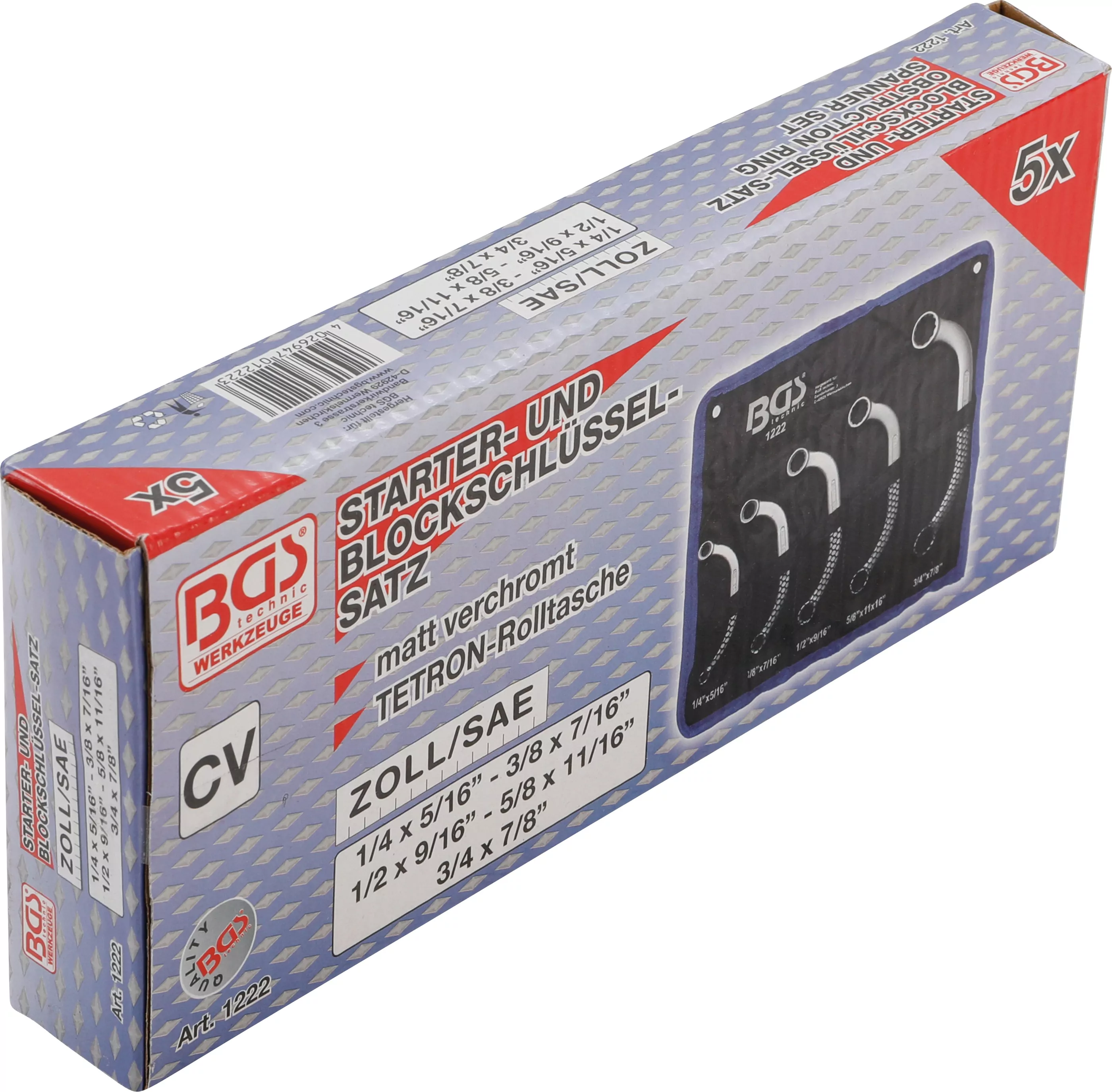 Starter- und Blockschlüssel-Satz | Zollgrößen | SW 1/4" - 7/8" | 5-tlg.