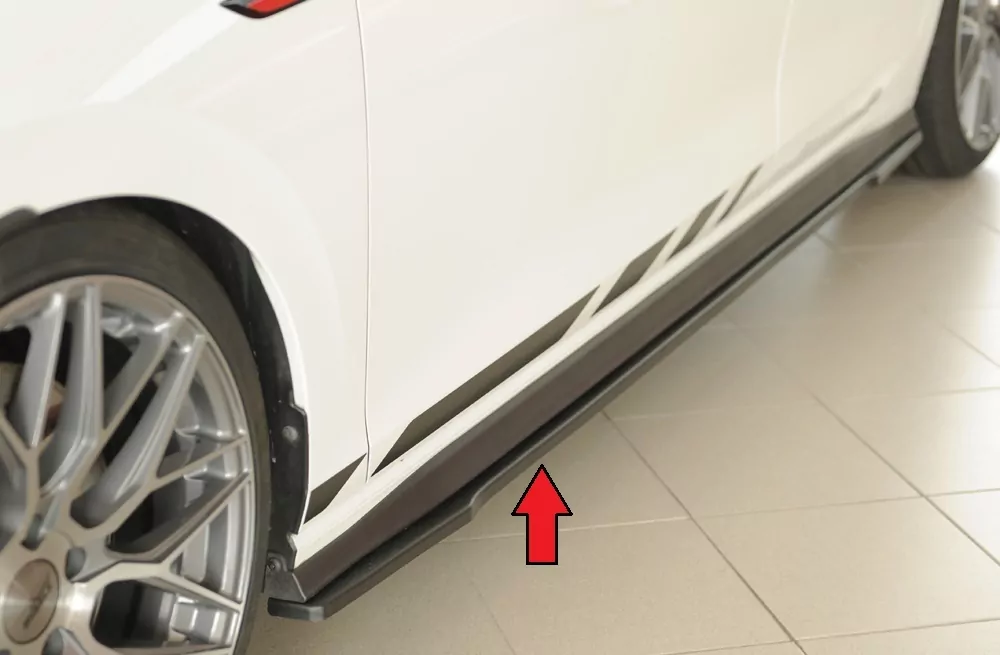 Rieger Seitenschweller links ansatz matt schwarz für VW Golf 8 GTI Clubsport 5-tür. 10.20-03.24 (bis Facelift)