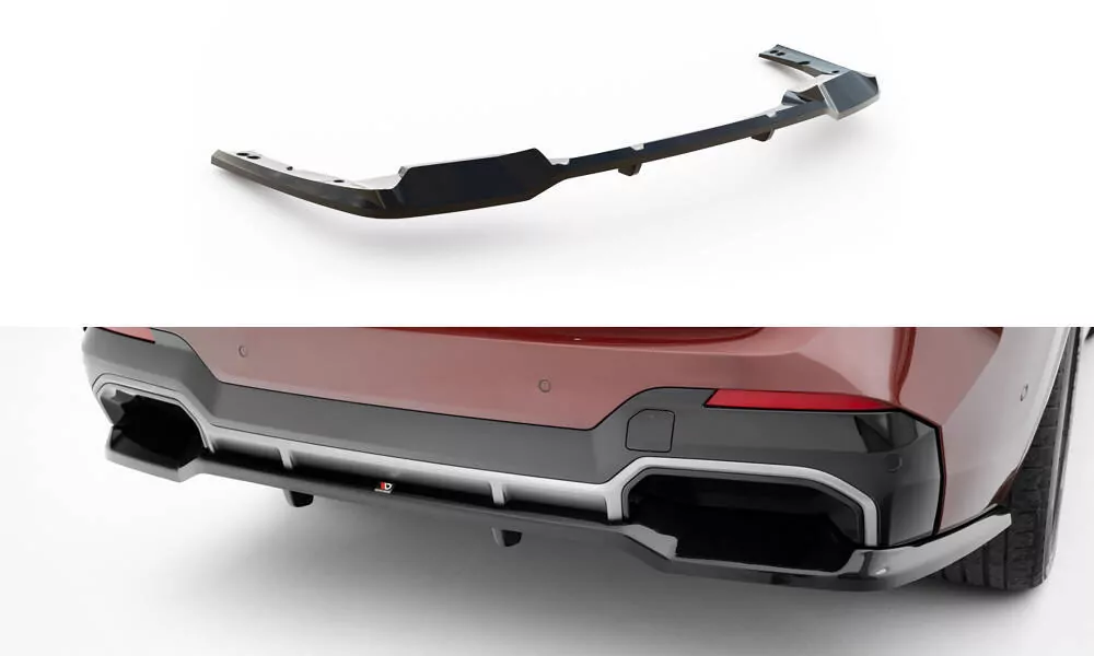 Hinten Splitter (mit Einem Vertikalem Balken) BMW IX3 M-Paket G08 Facelift Schwarz Hochglanz