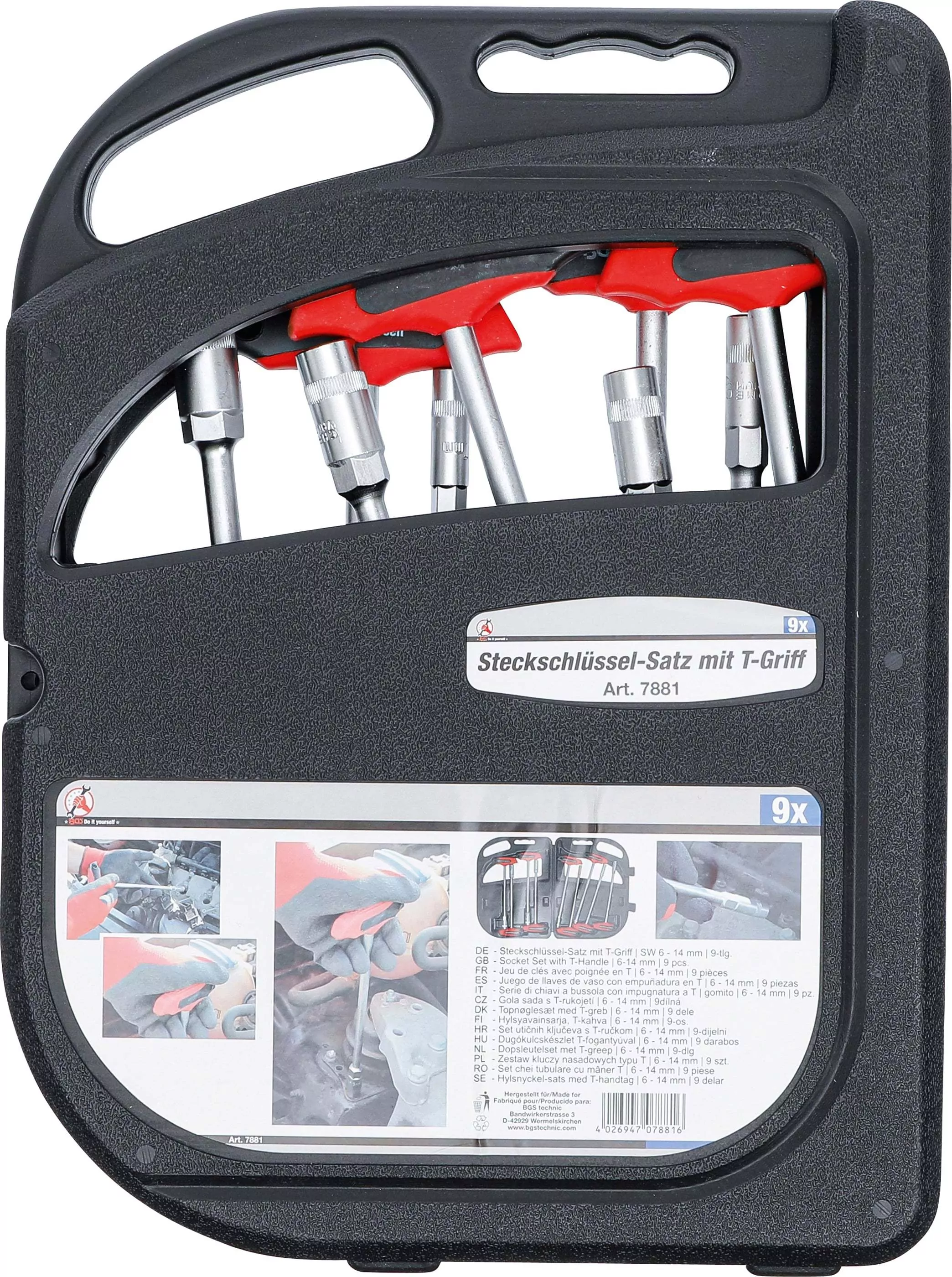 Steckschlüssel-Satz mit T-Griff | SW 6 - 14 mm | 9-tlg.