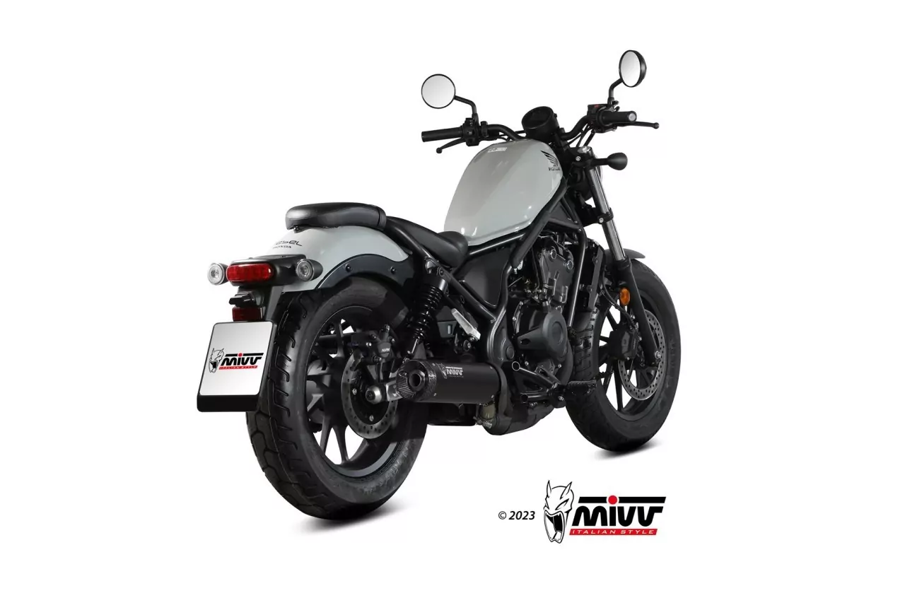 MIVV HR-1 Edelstahl Schwarz Mit Kurzer Carbonendkappe HONDA CMX 500 REBEL 22-24