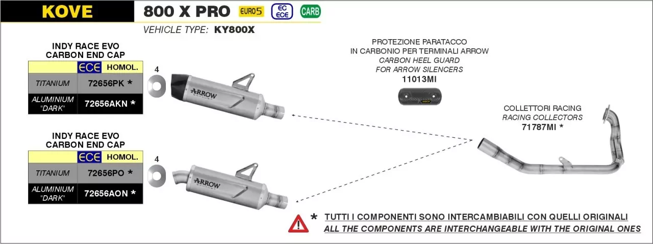 ARROW INDY RACE Aluminium Schwarz KOVE 800X PRO 24-