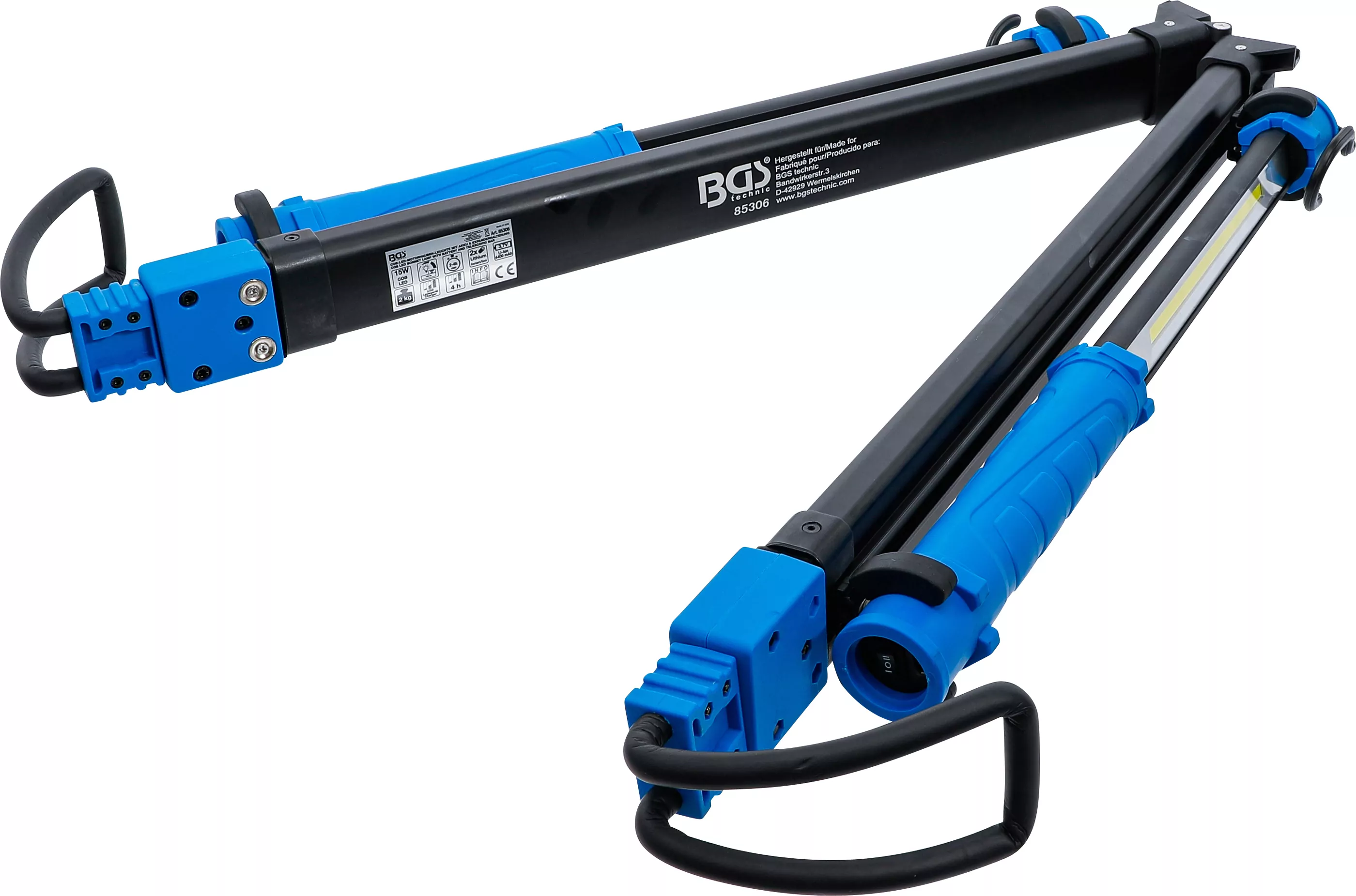 COB-LED-Motorhauben-Leuchte mit Akku & Expanderhalterung | 2 COB-LED Arbeits-Handleuchten